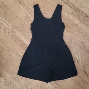Black Romper with Lace Detailing